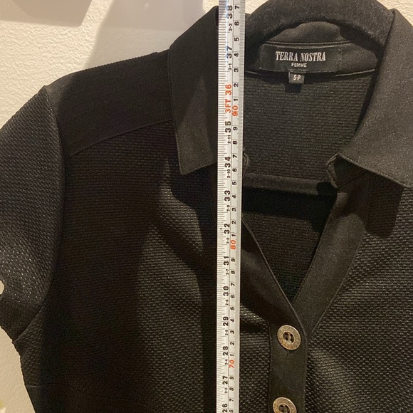 Little black buttoned dress Terra Nostra with belt size small - Picture 8 of 15
